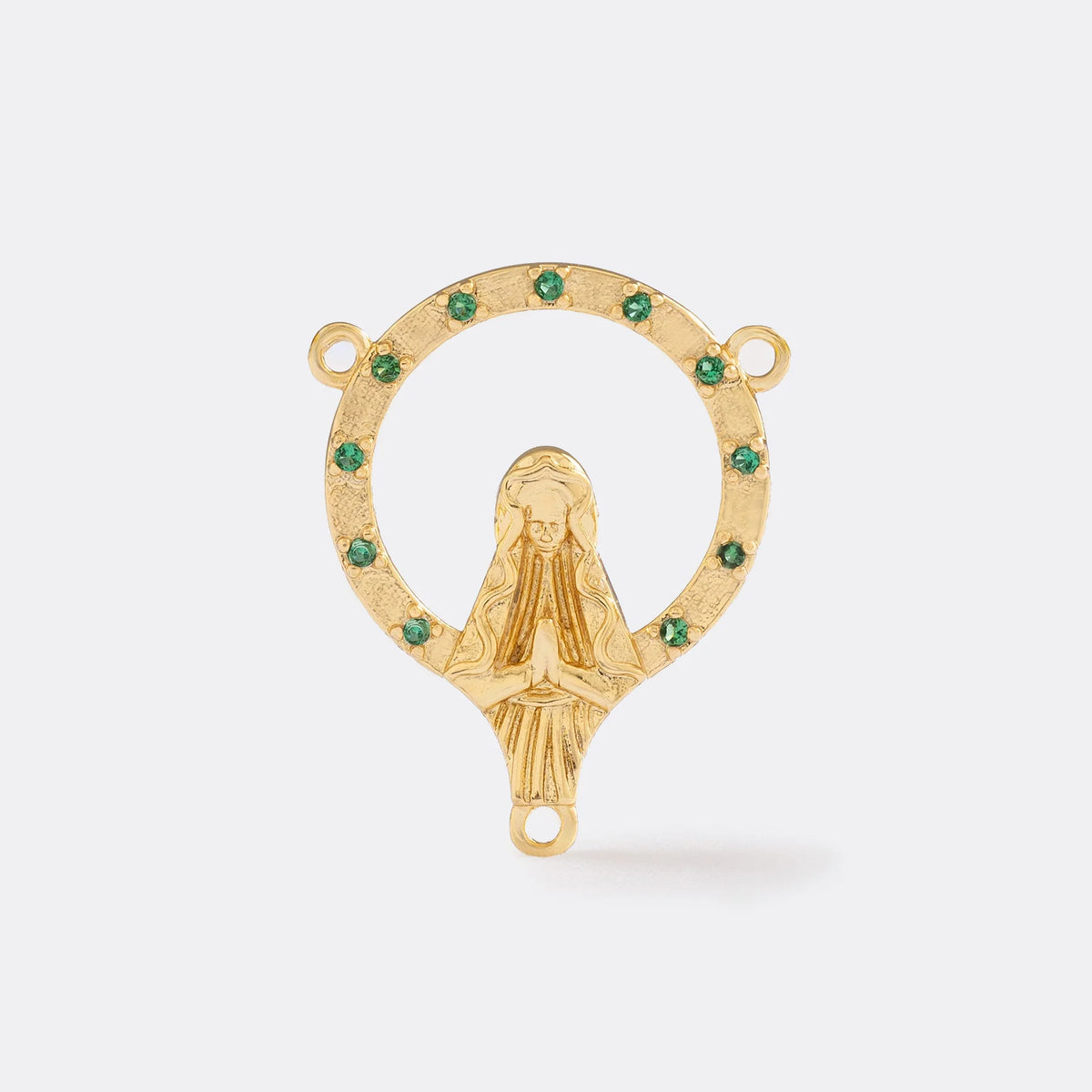 Crucero Virgen Con Circonias Verde